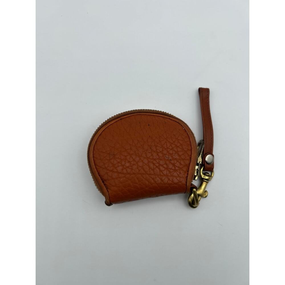 Vintage Dooney & Bourke Coin Purse All Weather Leather Duck Logo Brown Zip Pouch - Picture 2 of 6